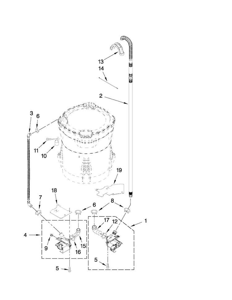 Pump Parts Diagram and Parts List for MVWB750YW0  Maytag Washer