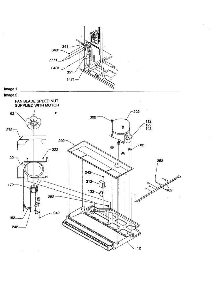 Machine Compartment Diagram and Parts List for ART2127A-PART2127A  Amana Refrigerator