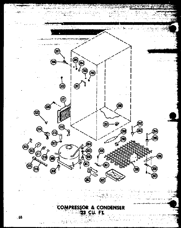 Compressor & Condenser 23 Cu. Ft. Diagram and Parts List for T16W-P60303-8W  Amana Refrigerator