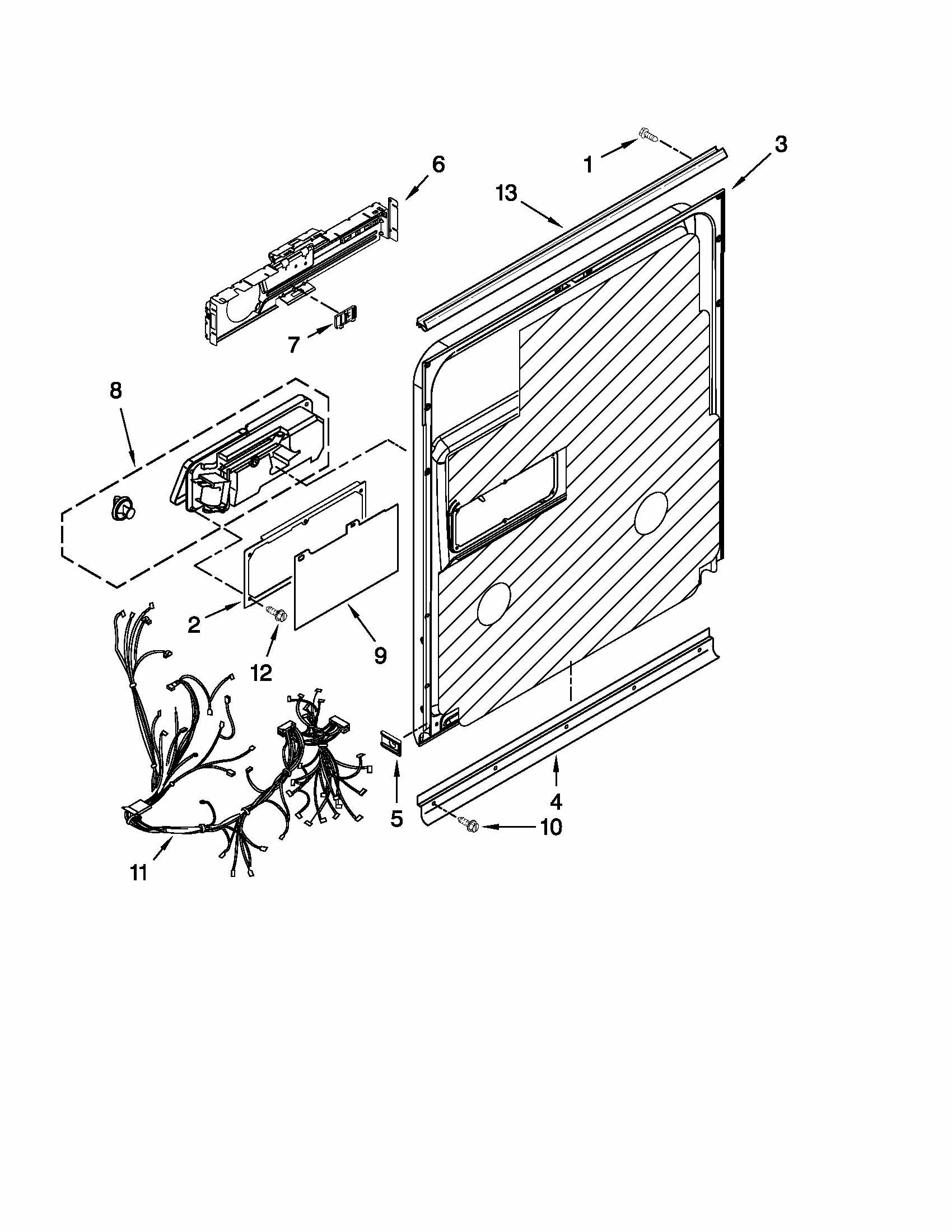 Inner Door Parts Diagram and Parts List for MDB8949SAB0  Maytag Dishwasher