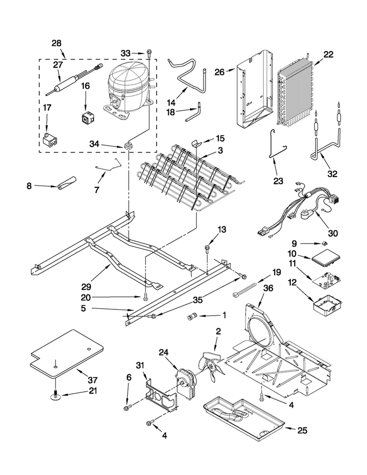Unit Parts Diagram and Parts List for MSD2574VEM13  Maytag Refrigerator