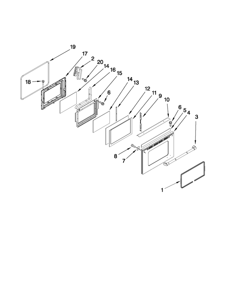 Lower Door Parts Diagram and Parts List for JGR8895BDS12  Jenn-Air Range
