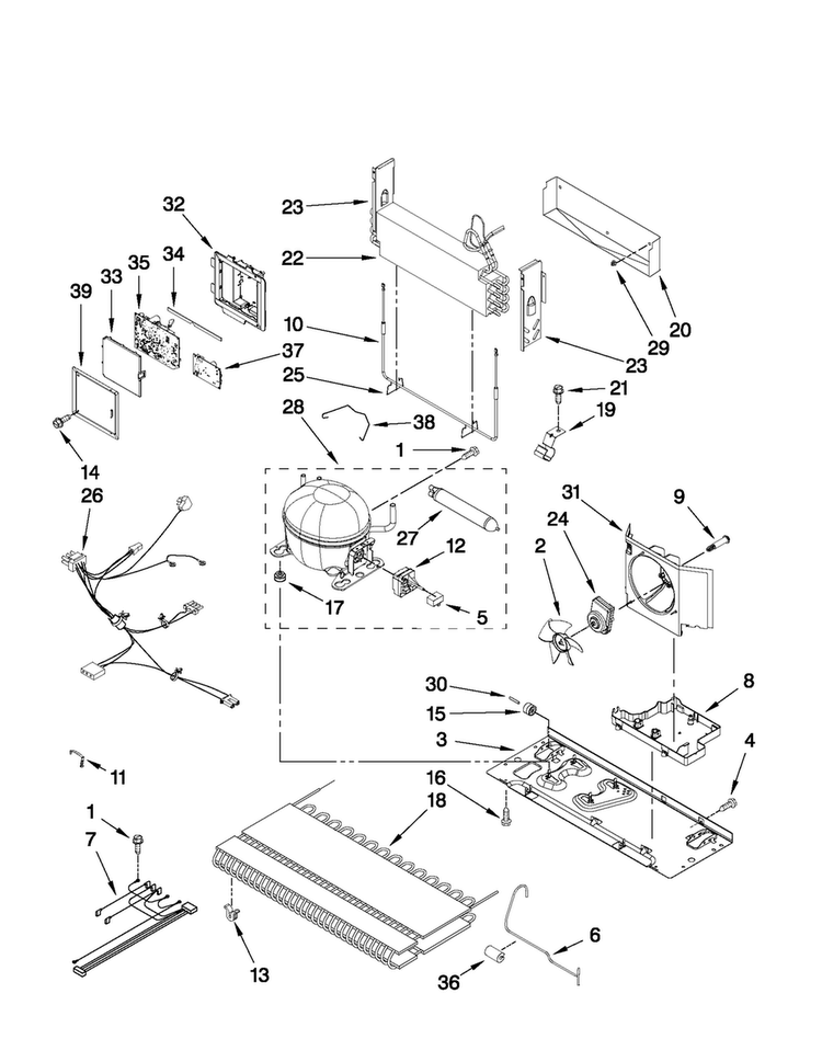 Unit Parts Diagram and Parts List for JFC2290VPY3  Jenn-Air Refrigerator