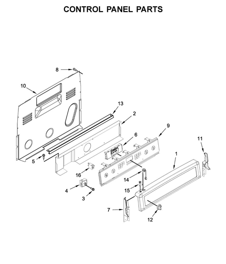 Control Panel Parts Diagram and Parts List for YMER8800FZ1  Maytag Range