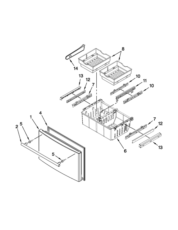Freezer Door Parts Diagram and Parts List for JFI2089WES9  Jenn-Air Refrigerator