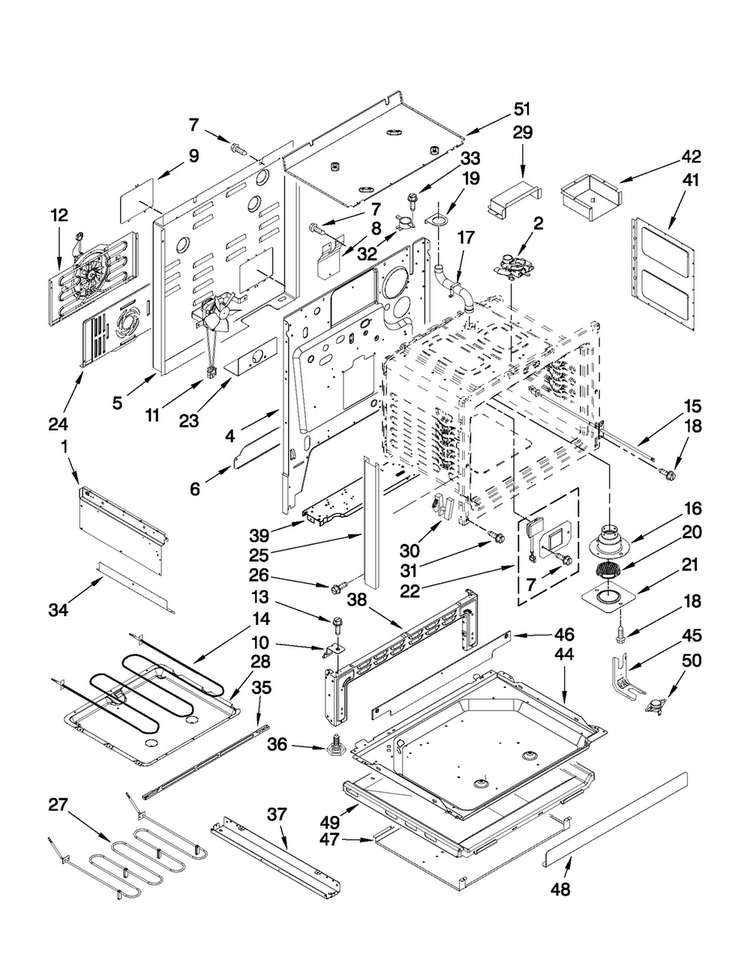 Chassis Parts Diagram and Parts List for JDS8850CDS02  Jenn-Air Range