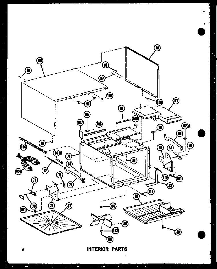 Interior Parts Diagram and Parts List for RR P72110-6M Amana Microwave