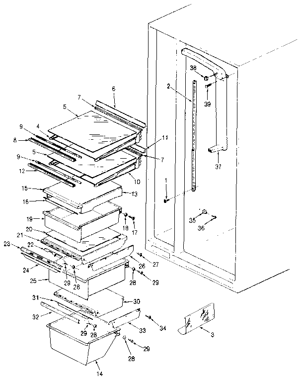 Shelves & Accessories Diagram and Parts List for JRSD246B MBQ82A Jenn-Air Refrigerator