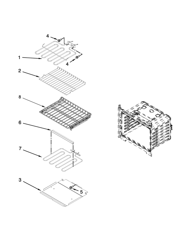 Internal Oven Parts Diagram and Parts List for MEW7527DE00  Maytag Wall Oven