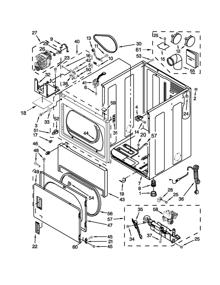 Cabinet Parts Diagram and Parts List for MDG18CSAWW0  Maytag Dryer