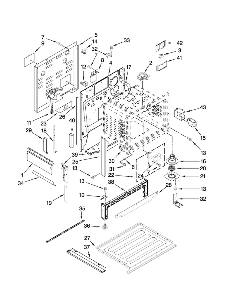 Chassis Parts Diagram and Parts List for JES9750CAS01  Jenn-Air Range