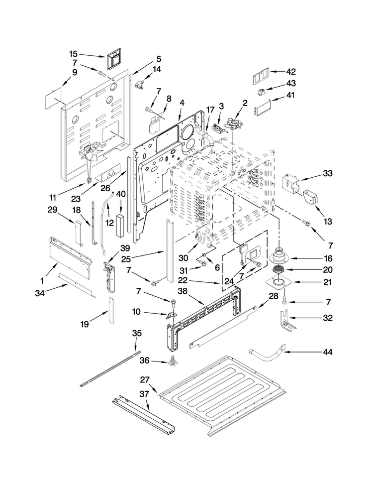 Chassis Parts Diagram and Parts List for JES9860CCB00  Jenn-Air Range