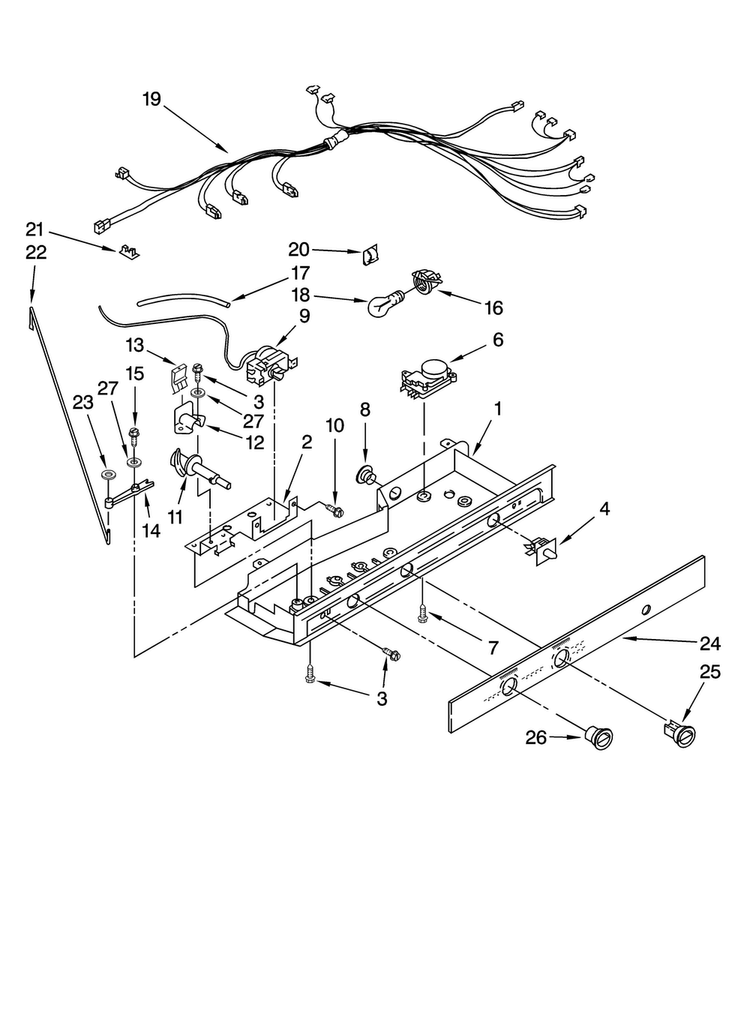 Control Parts Diagram and Parts List for ASD2522WES01  Amana Refrigerator