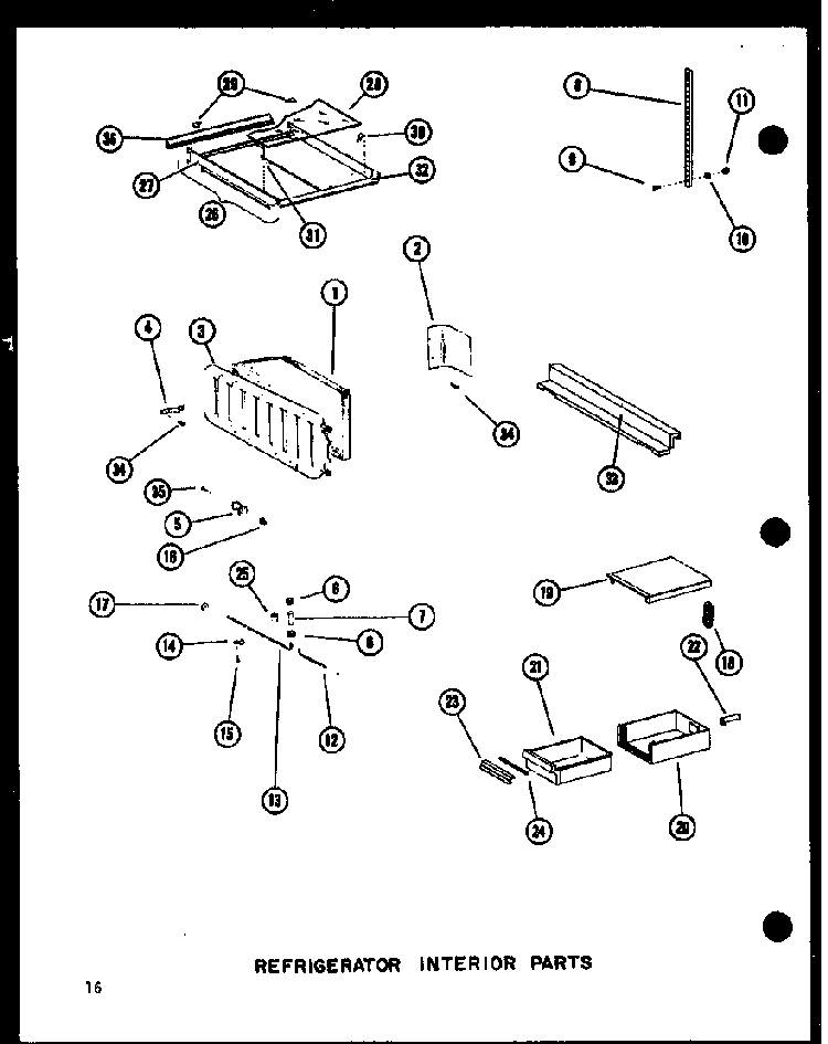 Refrigerator Interior Parts Diagram and Parts List for SRI519D-P73900-19W  Amana Refrigerator