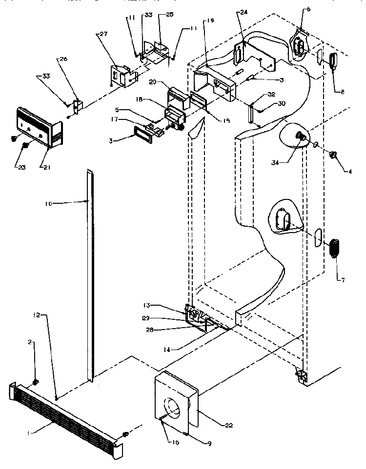 Refrigerator/freezer Controls And Cabinet Parts Diagram and Parts List for SPD25QA3W-P1181321WW  Amana Refrigerator