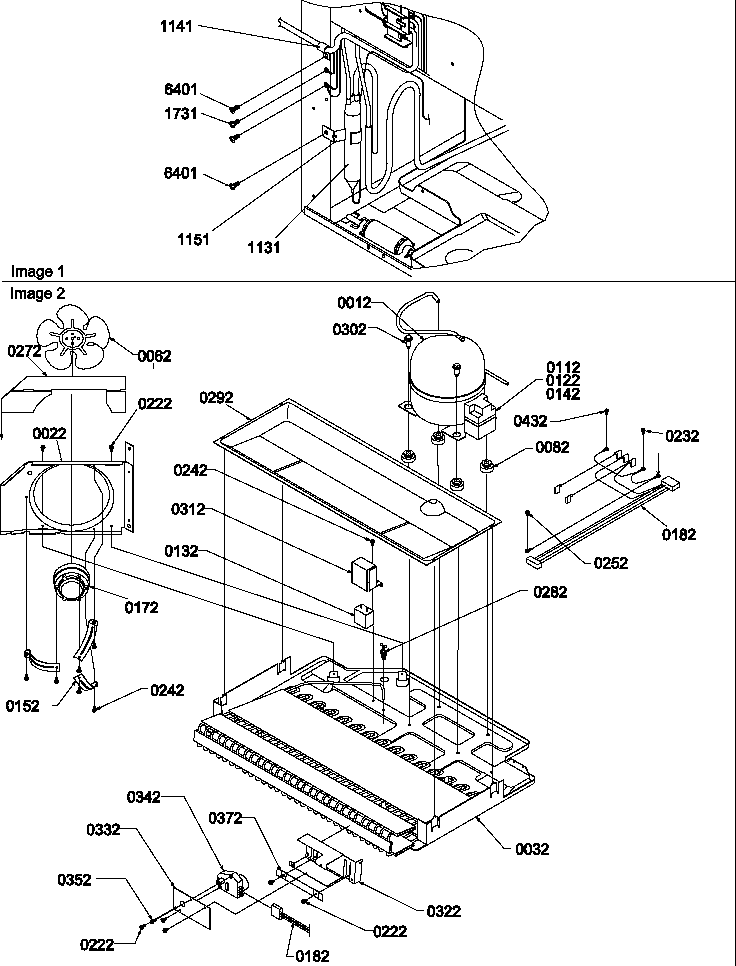 Machine Compartment Assembly Diagram and Parts List for BR22S6E-P1196706WE  Amana Refrigerator