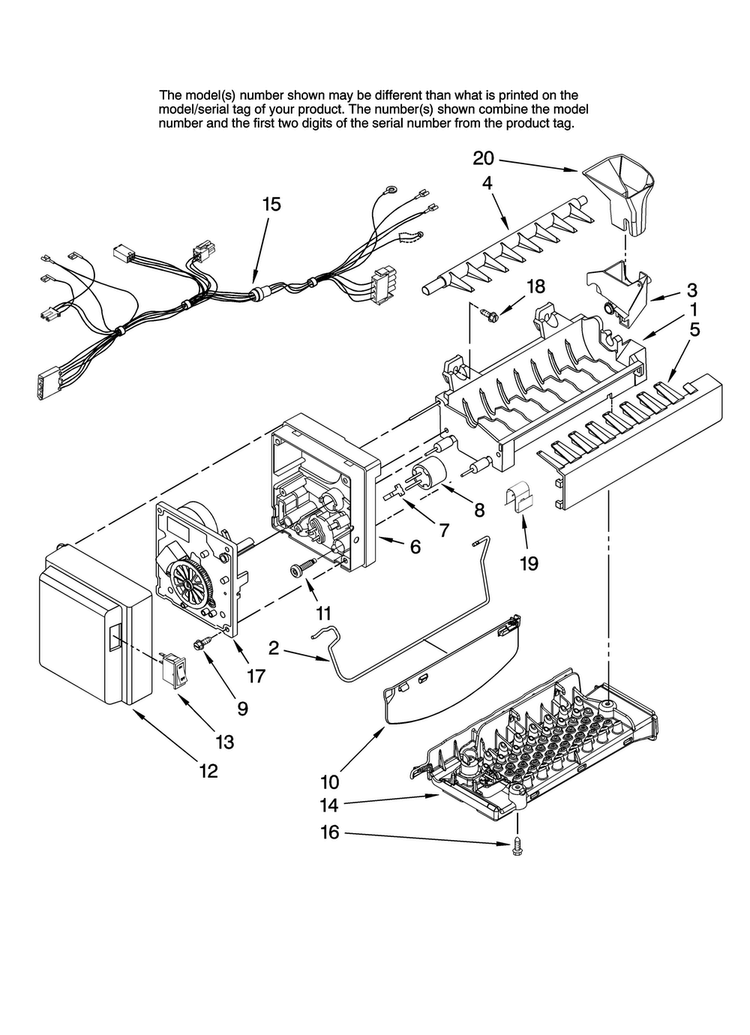 Icemaker Parts Diagram and Parts List for AFI2538AES13  Amana Refrigerator