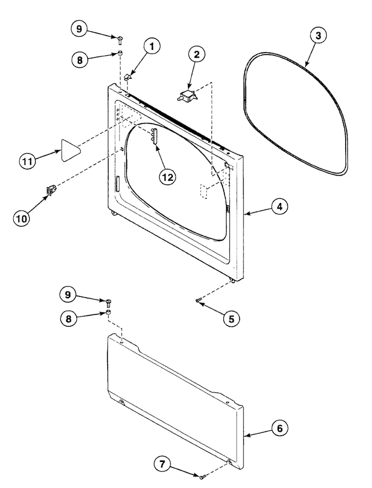 Front Panel Diagram and Parts List for SSEA17LJ  Speed Queen Dryer