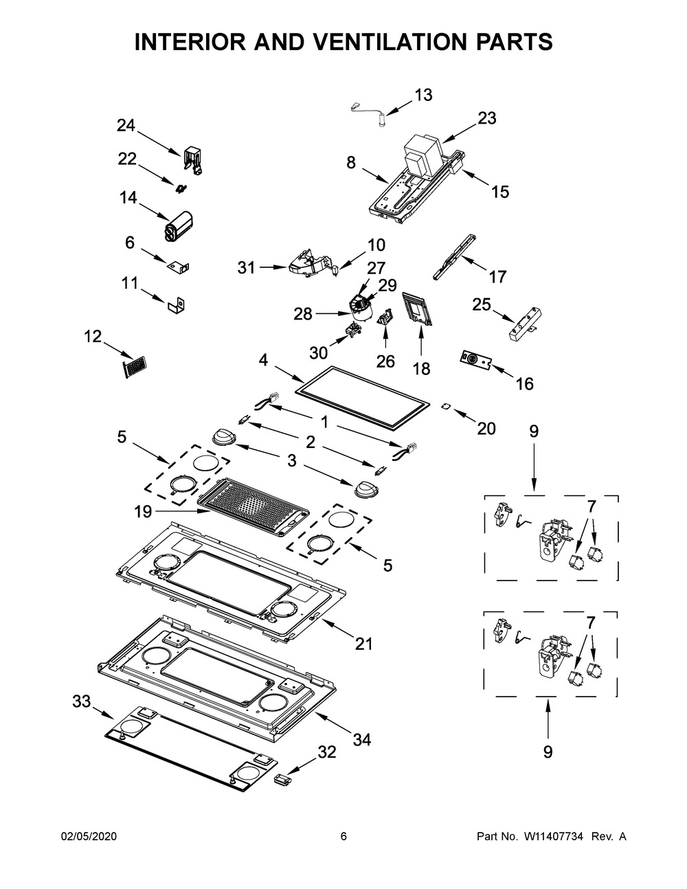 Interior And Ventilation Parts Diagram and Parts List for JMV9196CS7  Maytag Refrigerator