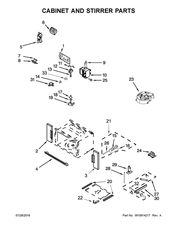 Cabinet And Stirrer Parts Diagram and Parts List for MMW9730FZ01  Maytag Microwave