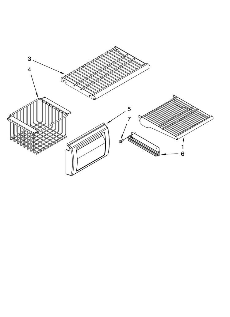 Freezer Shelf Parts Diagram and Parts List for JS42SEDUDB01  Jenn-Air Refrigerator