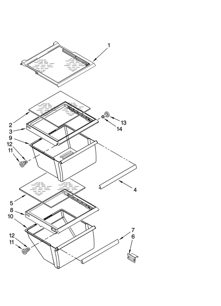 Refrigerator Shelf Parts Diagram and Parts List for MSD2542VEU01  Maytag Refrigerator
