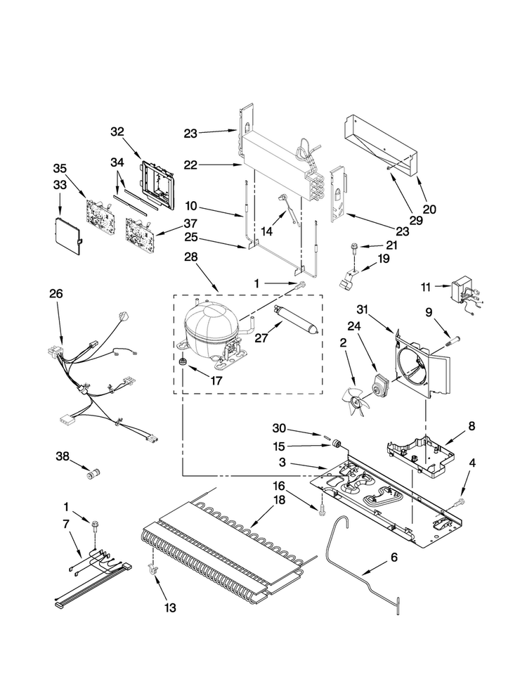 Unit Parts Diagram and Parts List for MFT2771WEM1  Maytag Refrigerator