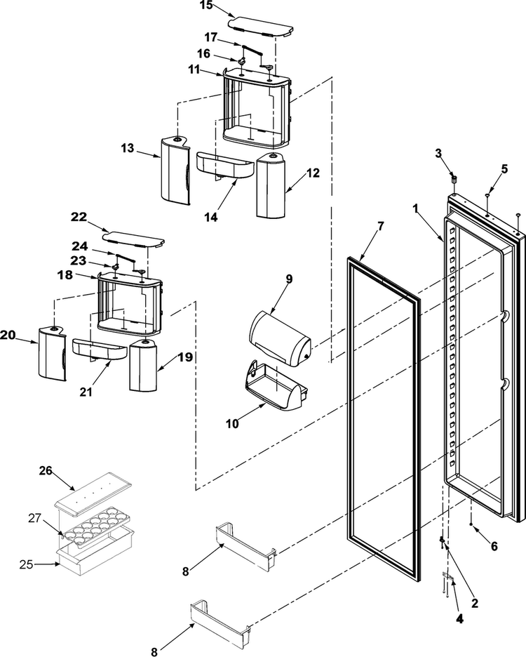 Refrigerator Door Diagram and Parts List for AC2225GEKB0  Amana Refrigerator