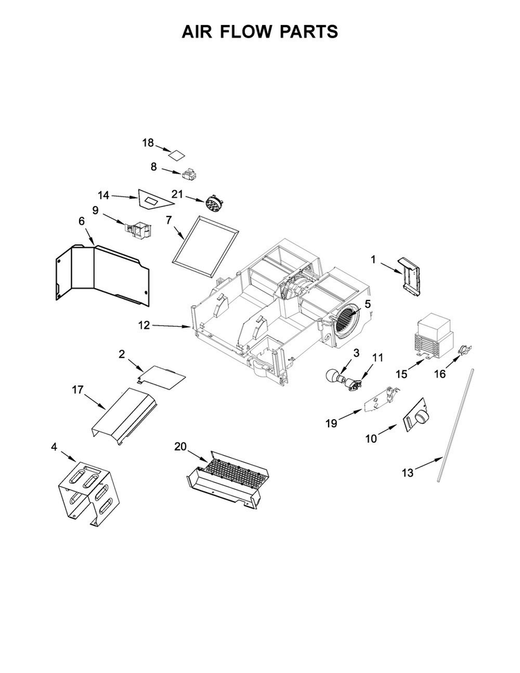 Air Flow Parts Diagram and Parts List for MMV5219DE0  Maytag Microwave