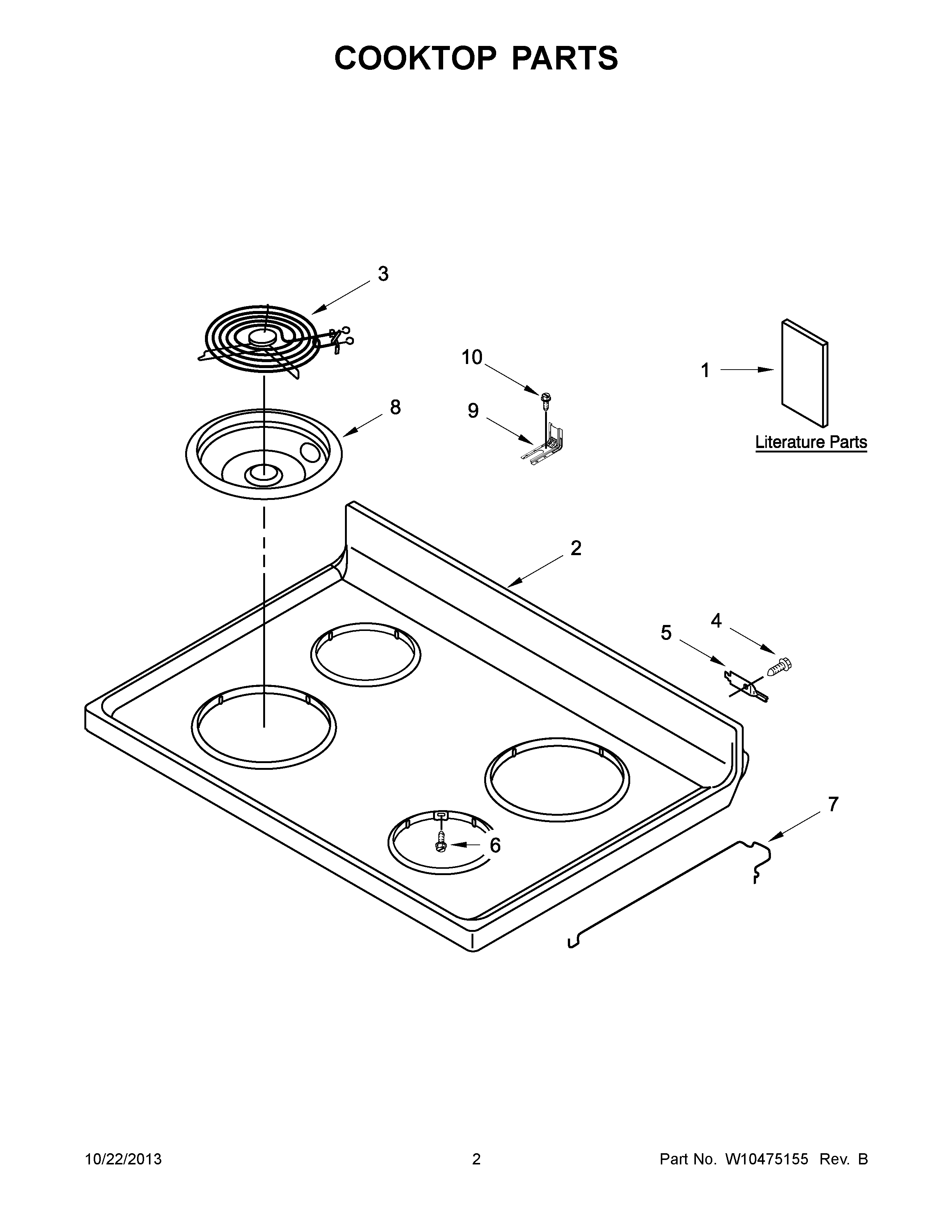 02 - COOKTOP PARTS Diagram and Parts List for YMER7660WW2  Maytag Range
