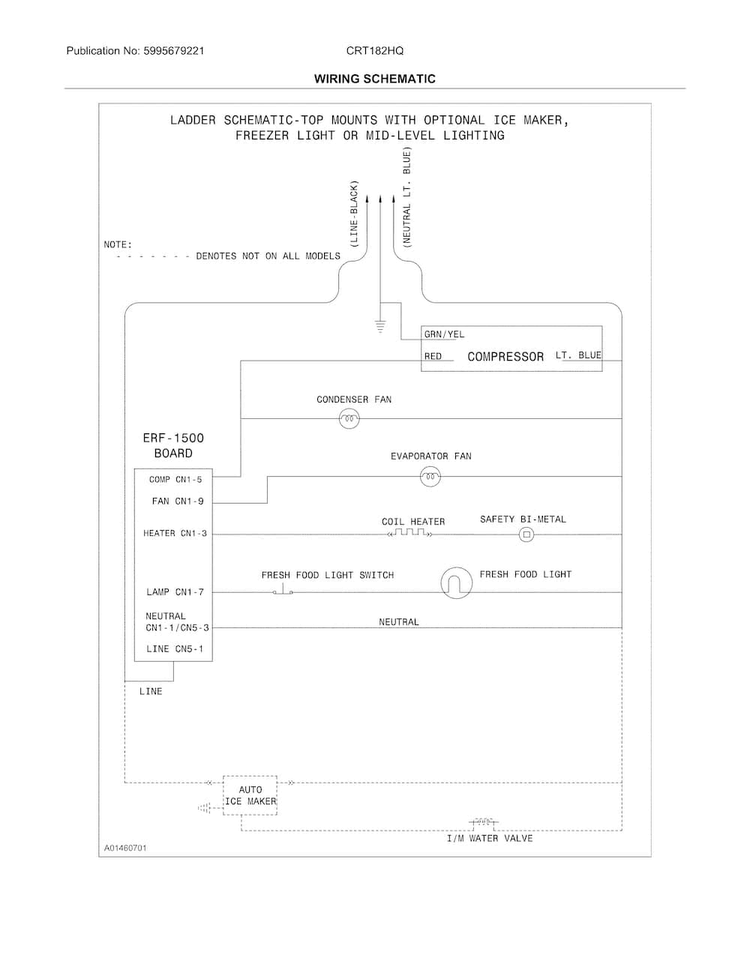 Wiring Schematic Diagram and Parts List for CRT182HQB3  Crosley Refrigerator