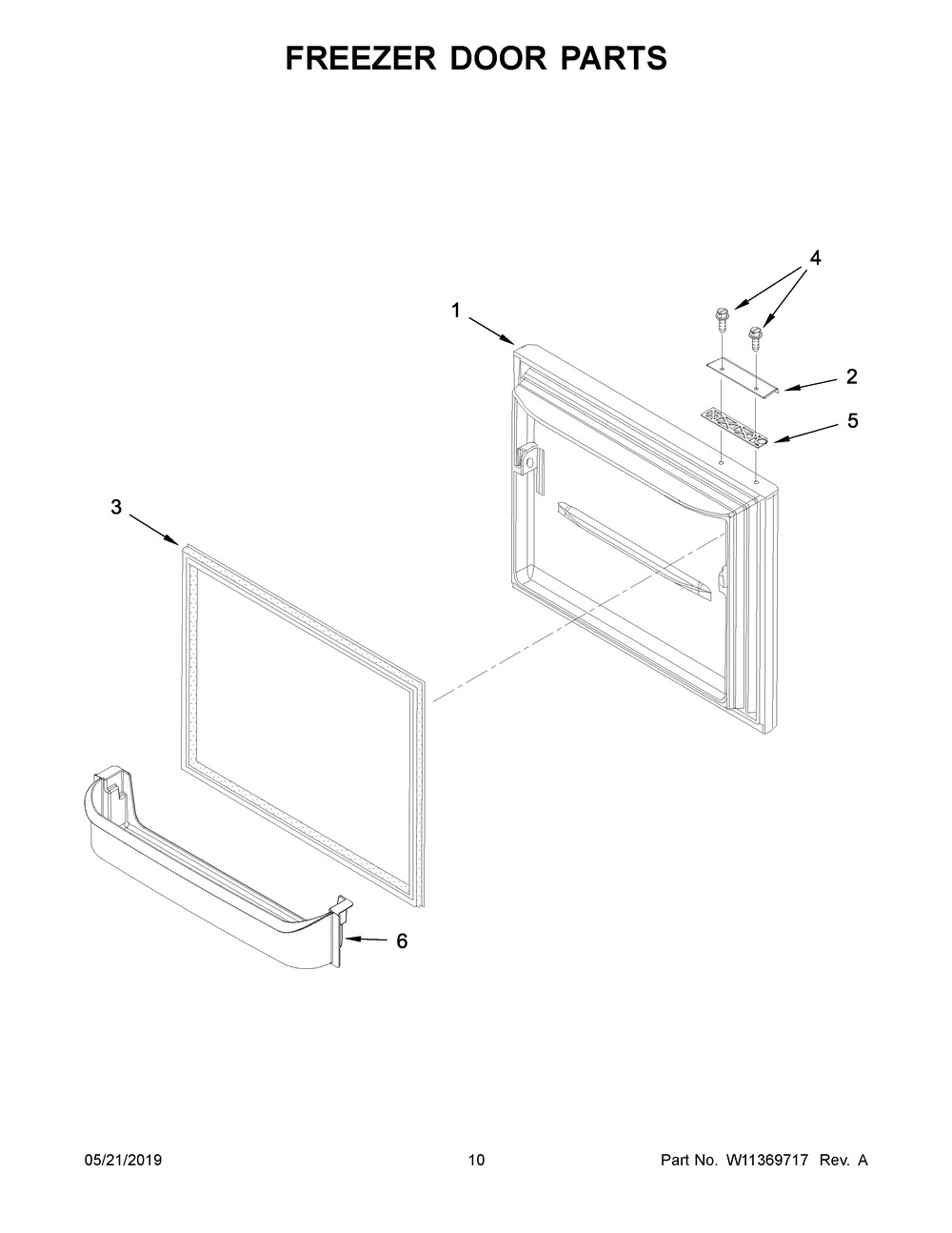 Freezer Door Parts Diagram and Parts List for ABB1921BRB01  Maytag Refrigerator