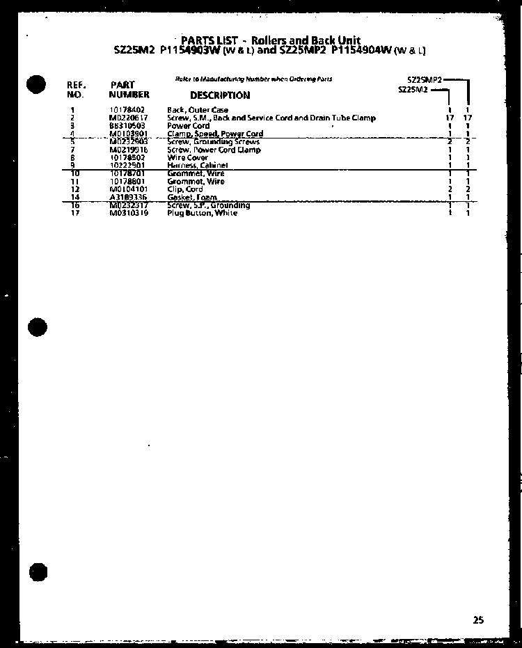 Add On Ice-maker Diagram and Parts List for SZ25MP2W-P1154904WW  Amana Refrigerator