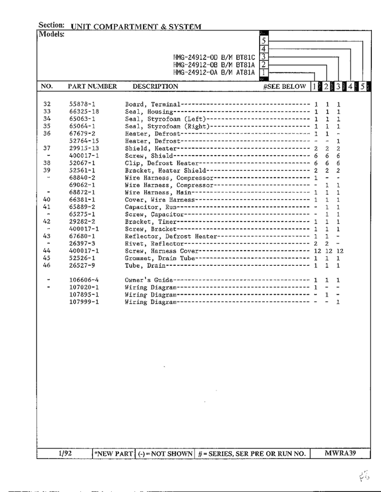 Unit Compartment And System Page 3 Diagram and Parts List for 24912-0A  Admiral Refrigerator