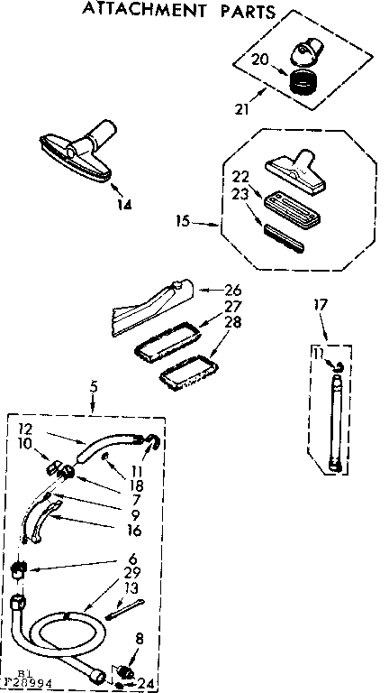 Attachment Parts Diagram and Parts List for 11628994  Kenmore Canister Vacuum