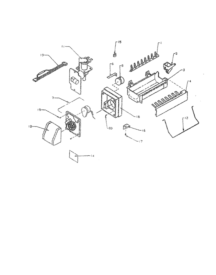 8 Cube Compact Ice Maker Diagram and Parts List for BP22A2W-P1161605WW  Amana Refrigerator