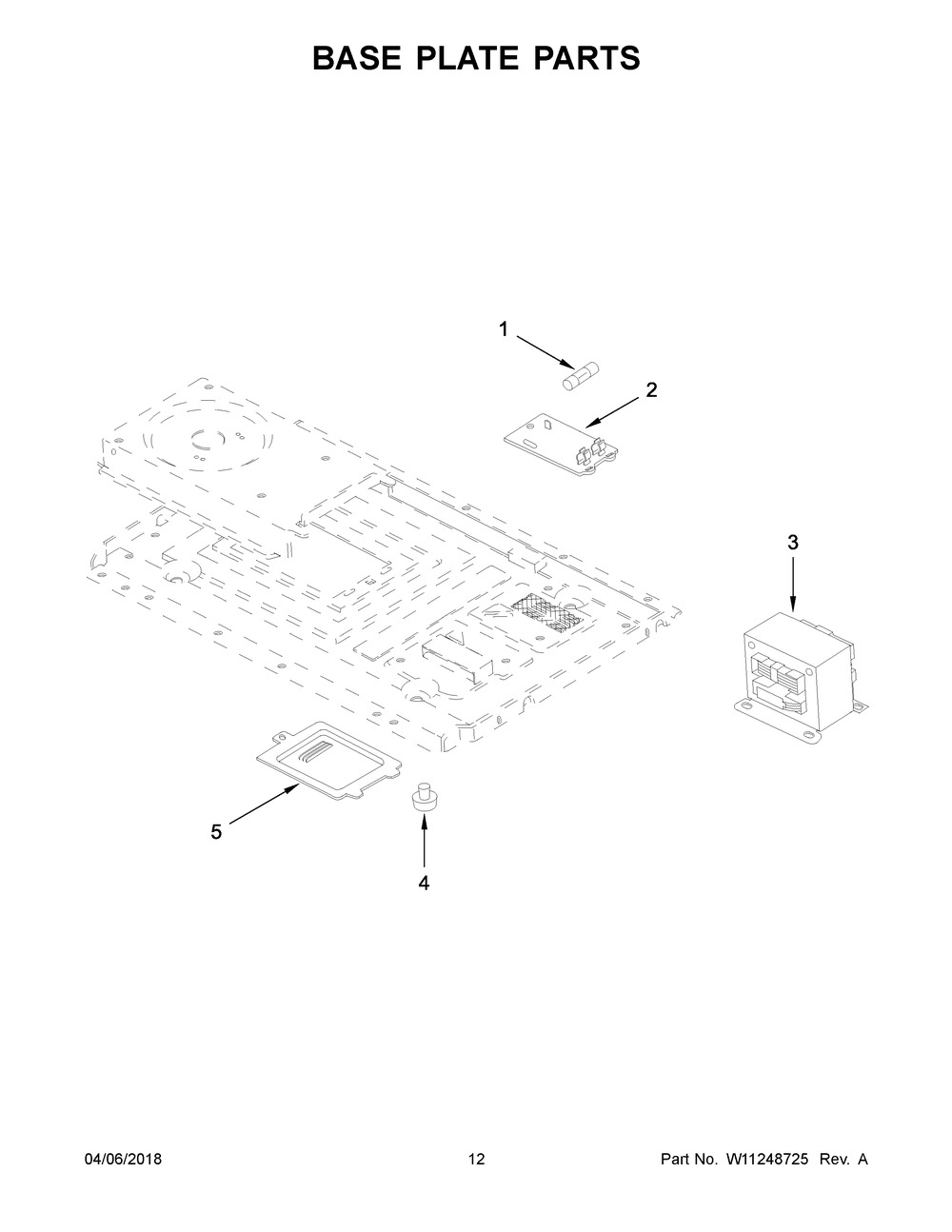 Base Plate Parts Diagram and Parts List for JMC3415ES01  Maytag Microwave