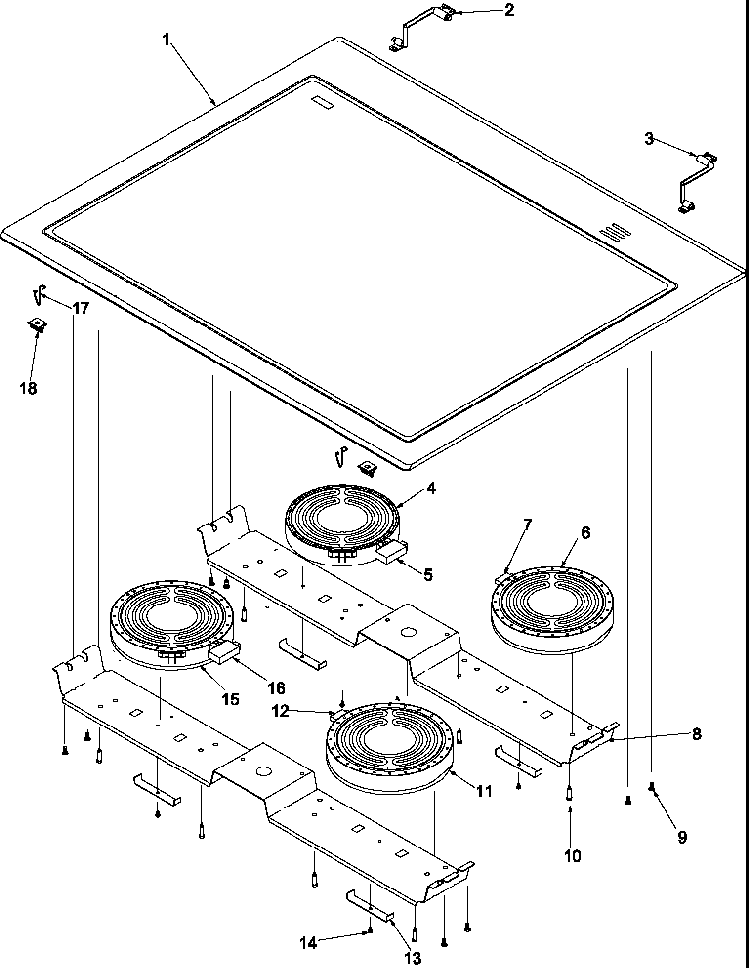 Main Top Diagram and Parts List for ARTSC8650E-P1130660NE  Amana Range