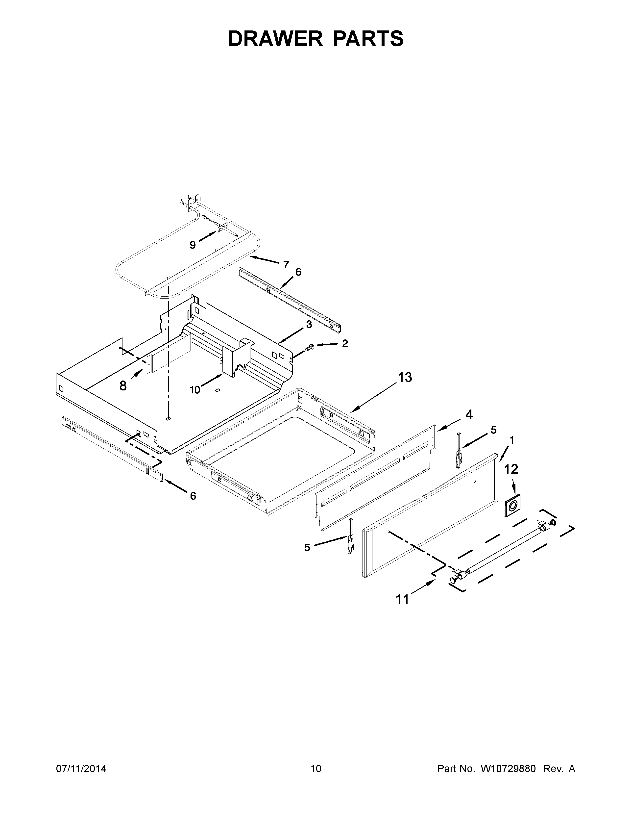 06 - DRAWER PARTS Diagram and Parts List for YMER8850DS1  Maytag Range