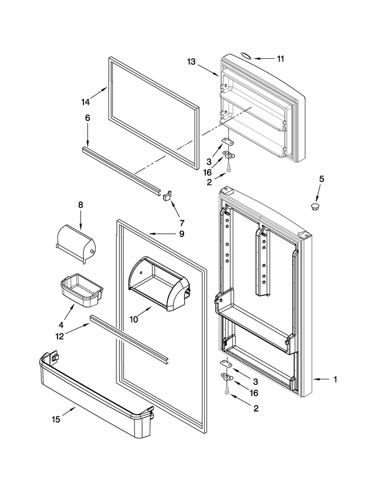 Door Parts Diagram and Parts List for M8RXCGFXB01  Maytag Refrigerator