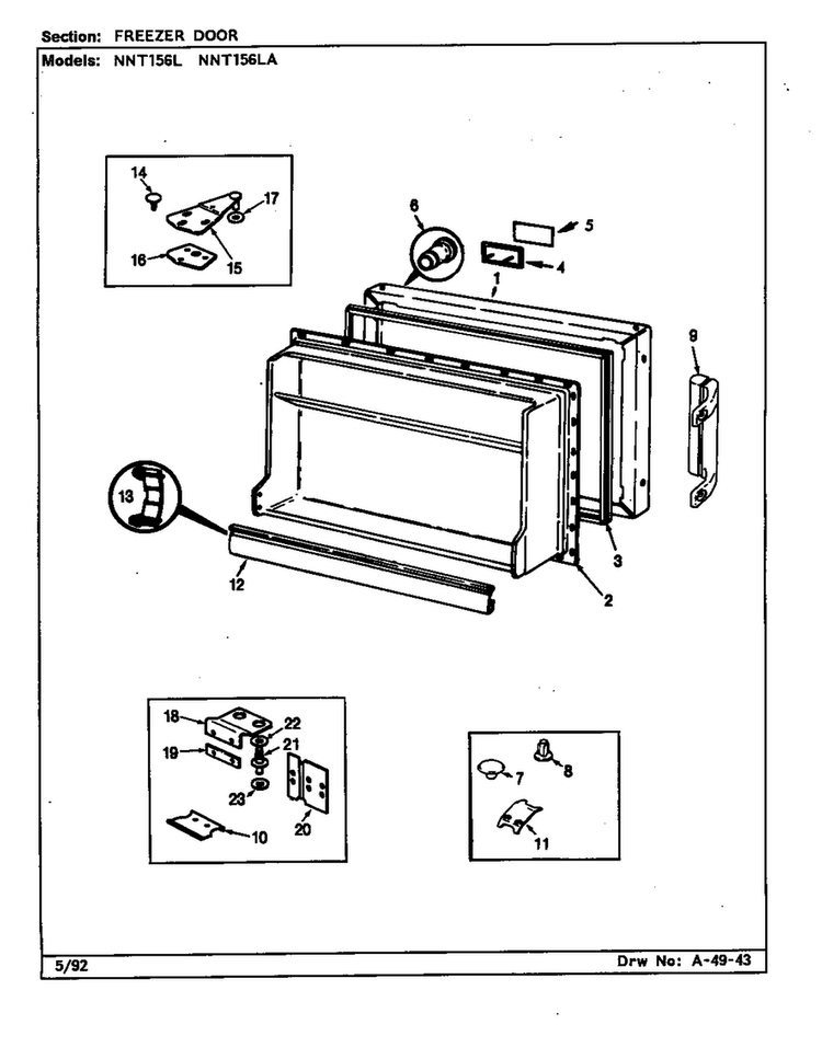 Freezer Door Diagram and Parts List for NNT156L CC02A Maytag Refrigerator