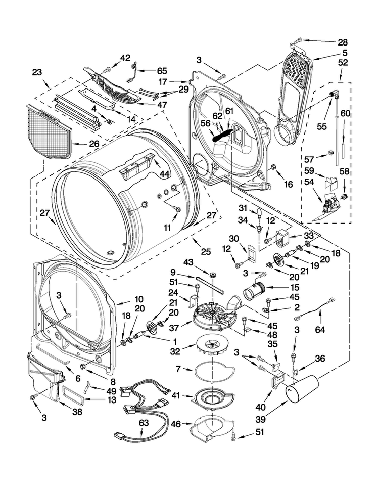 Bulkhead Parts Diagram and Parts List for 7MMGDB850WL1  Maytag Dryer