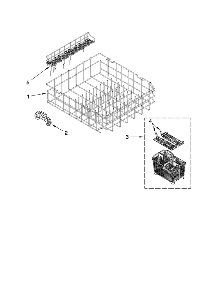 Lower Rack Parts Diagram and Parts List for MDBH969AWB0  Maytag Dishwasher