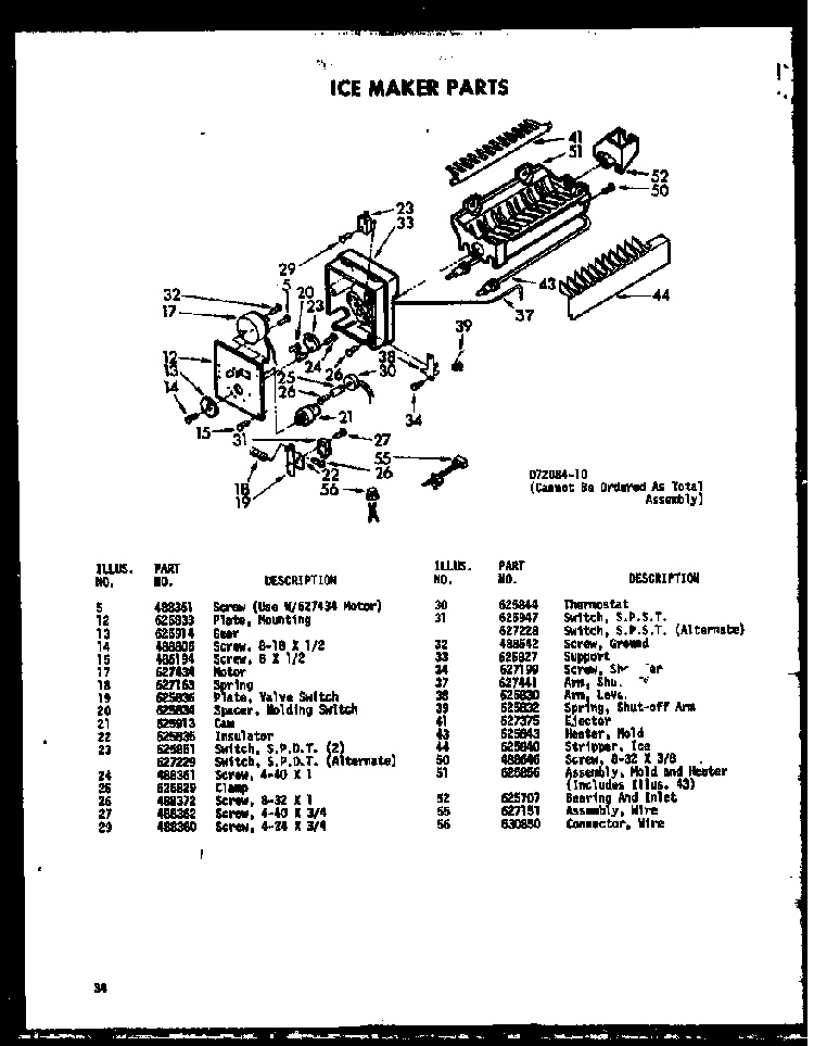 Ice Maker Parts Diagram and Parts List for SRI19W-C-P60340-37WC  Amana Refrigerator