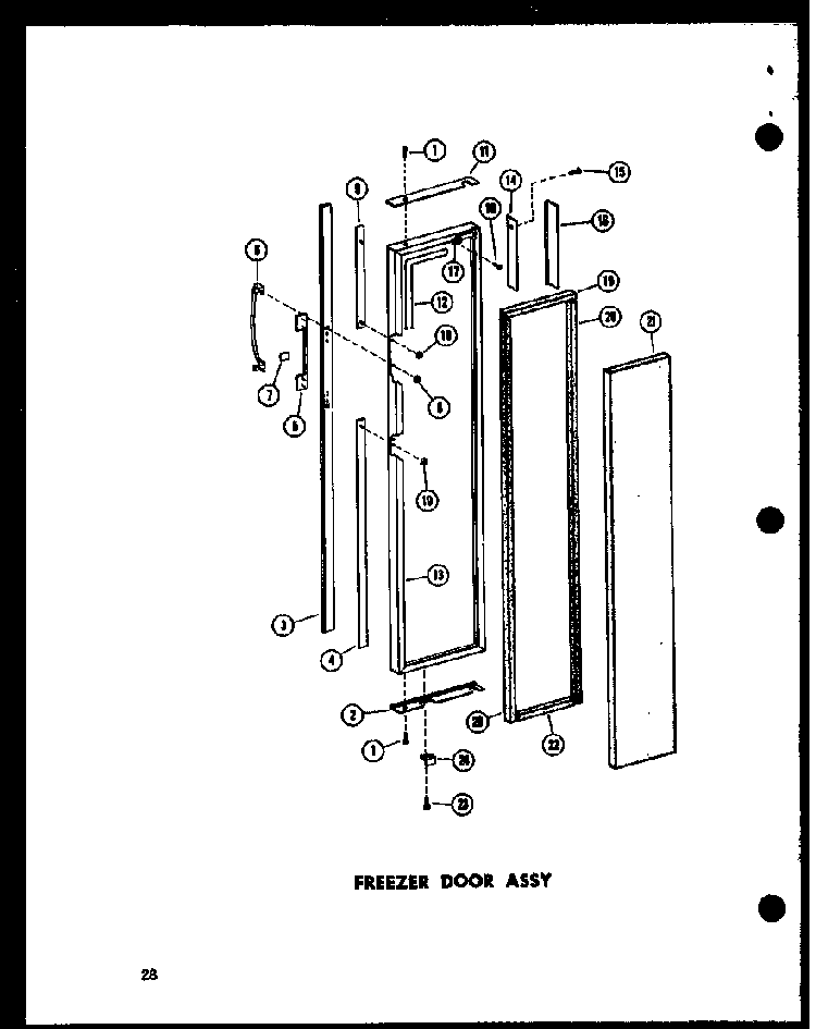 Freezer Door Assy Diagram and Parts List for SD19W-C-P60340-23WC  Amana Refrigerator