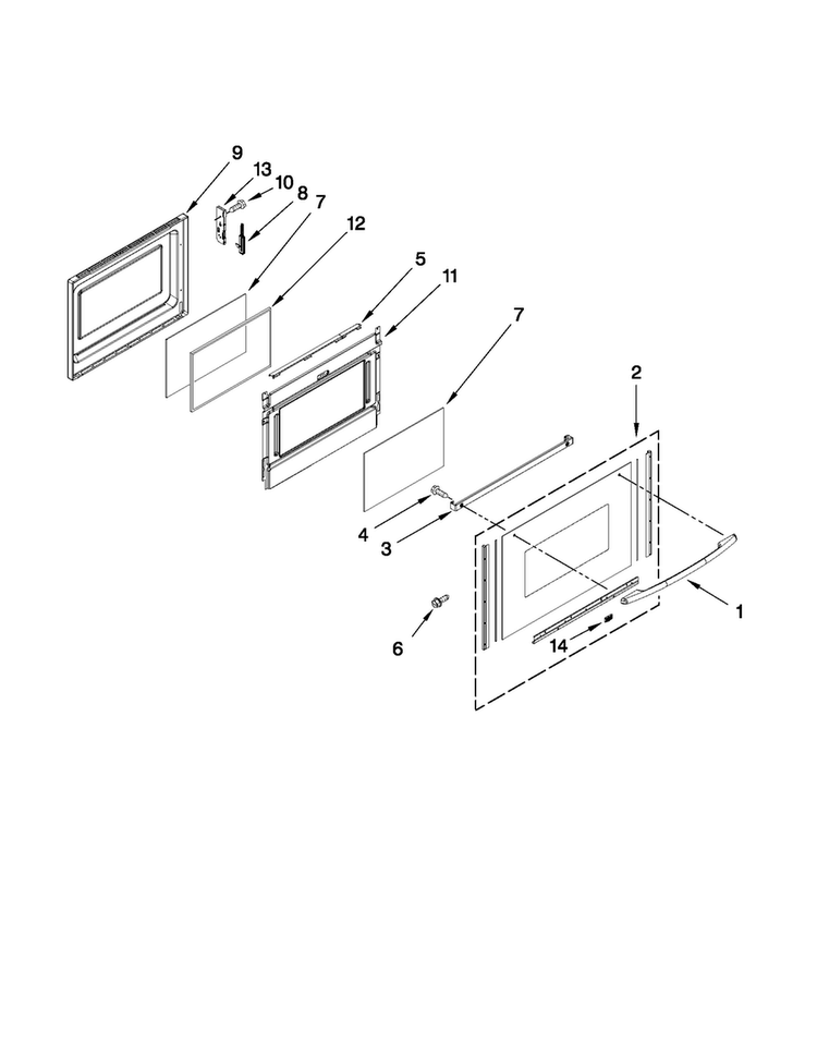 Lower Door Parts Diagram and Parts List for MGT8775XB00  Maytag Range