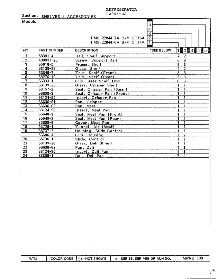 Shelves And Accessories Page 2 Diagram and Parts List for 22844-0A  Admiral Refrigerator