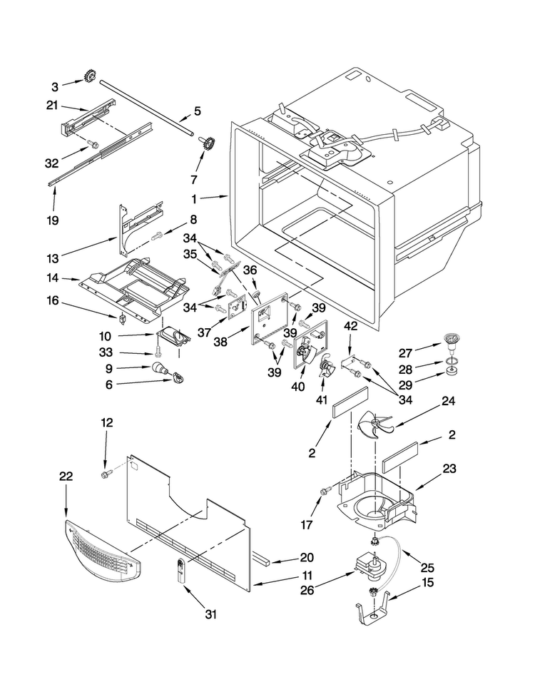 Freezer Liner Parts Diagram and Parts List for MFT2771WEM1  Maytag Refrigerator