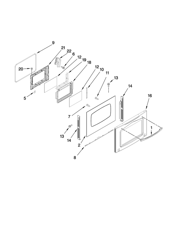 Door Parts Diagram and Parts List for JDS9860CDS00  Jenn-Air Range