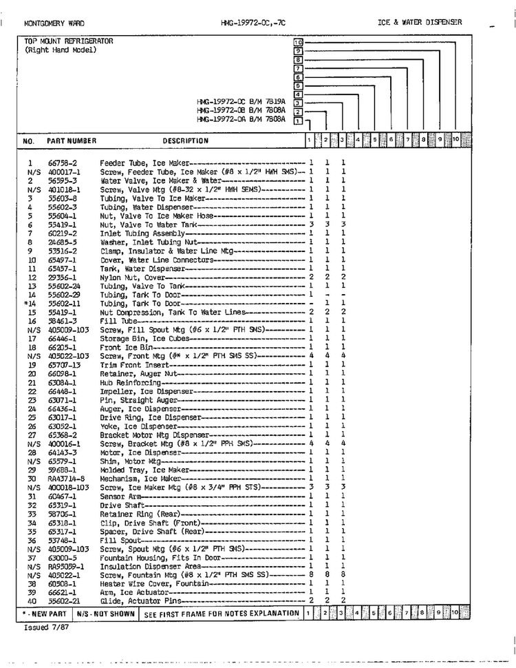 Ice/water Dispenser Page 2 Diagram and Parts List for 19972C  Admiral Refrigerator